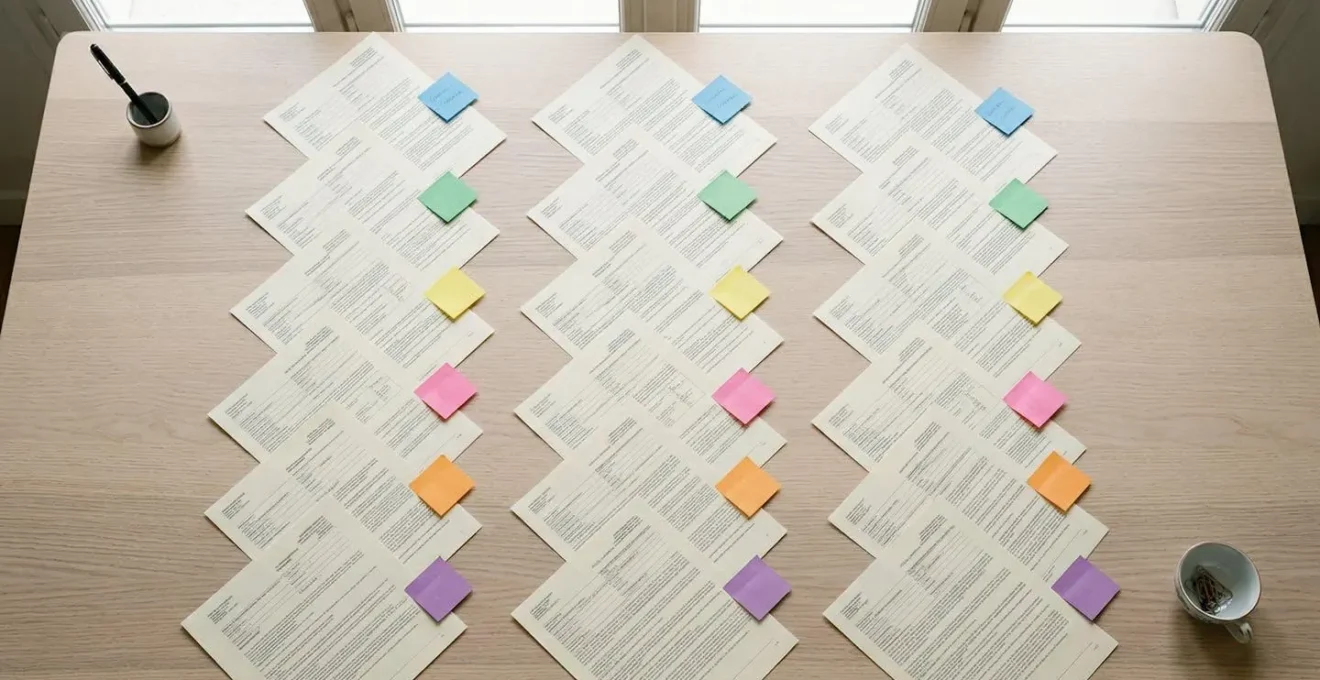 Analyse détaillée de garanties d'assurance avec documents comparatifs sur bureau