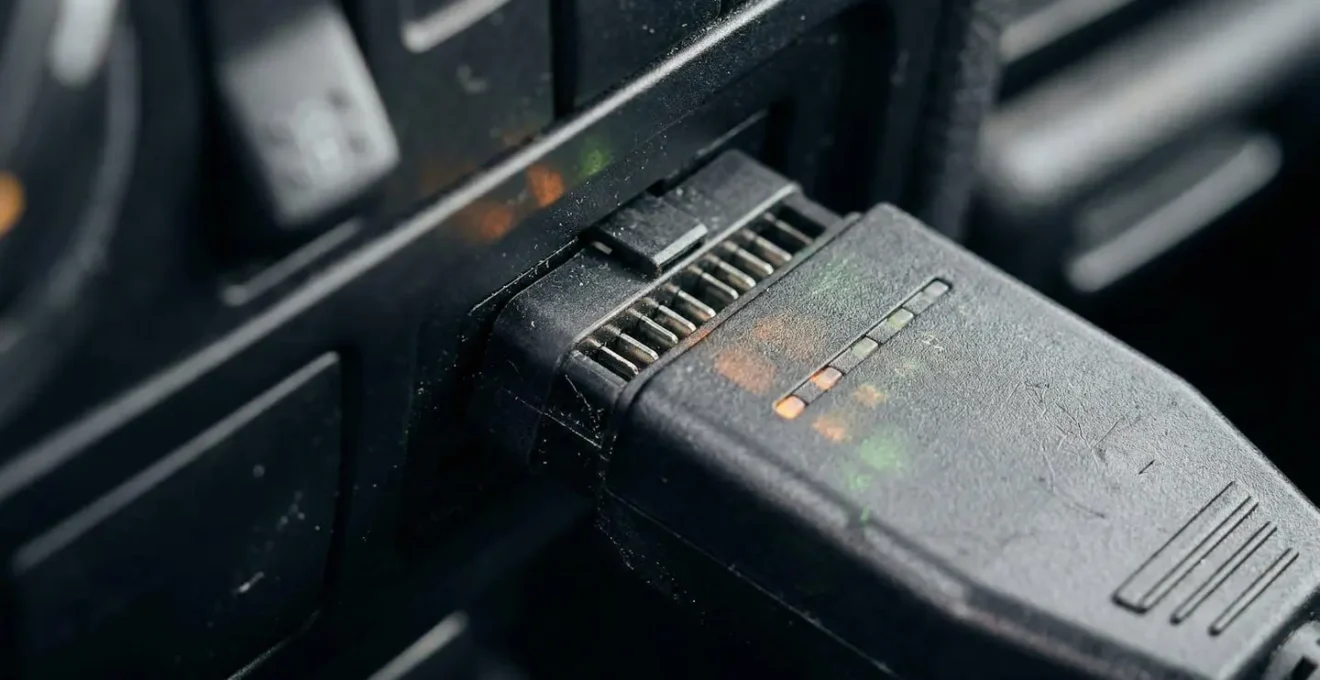 Boîtier connecté d'assurance au comportement, branché sur le port OBD d'une voiture