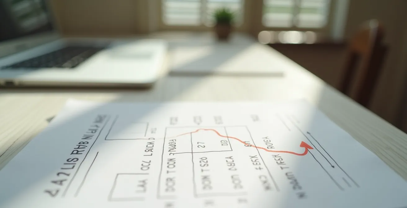 Vue minimaliste d'un calendrier avec courbe descendante représentant l'évolution du malus