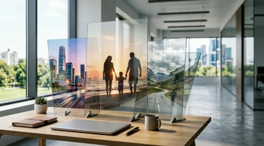 Concept visuel représentant la flexibilité et l'adaptation dans un environnement moderne et dynamique