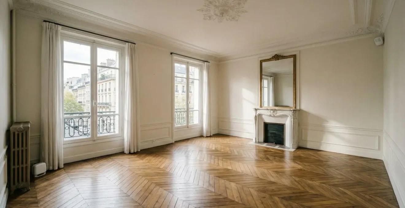 Intérieur d'un appartement vacant sécurisé avec des équipements de protection