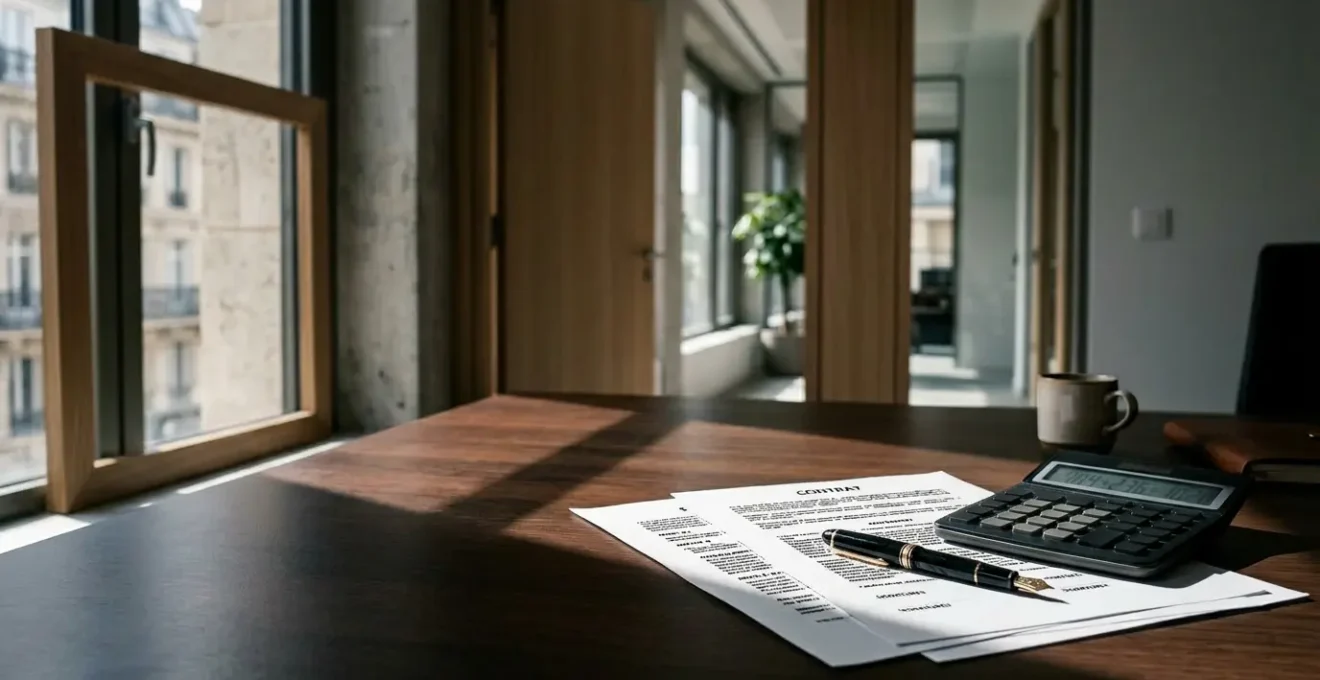 Documents de mutuelle d'entreprise avec calculatrice et attestation de dispense sur bureau professionnel