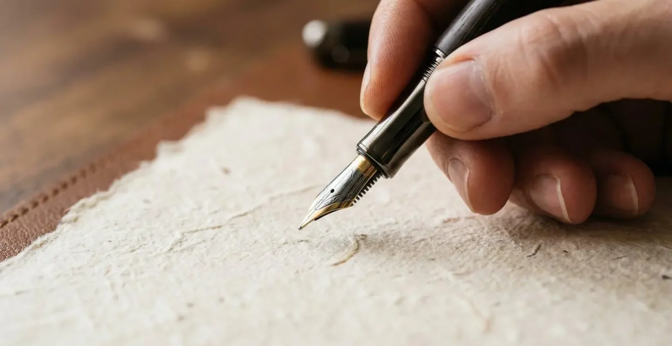 Main rédigeant soigneusement un document important avec attention aux détails